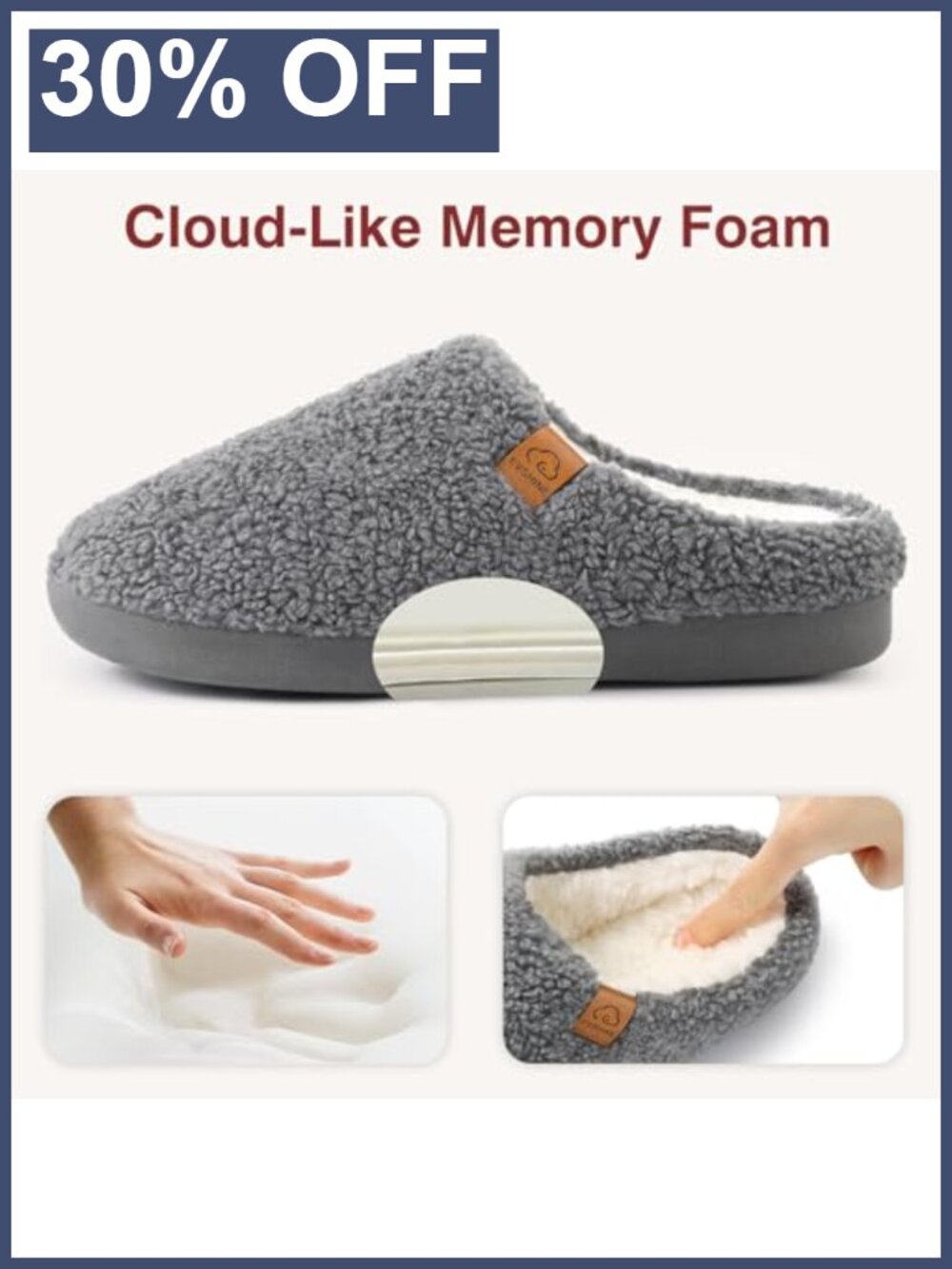 Memory Foam Fuzzy Slippers Curly Faux-Wool Fleece Lined House Shoes - Picture 3 of 6